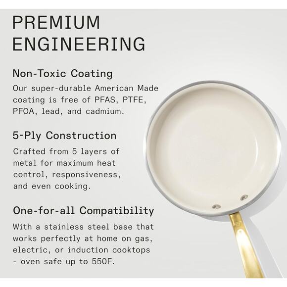 Made In Professional Cookware Ceramic Non-Stick Frying Pan 5-Ply Stainless Clad - Picture 4 of 5